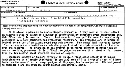 Figure 3. An excerpt from a 1985 review of an NSF proposal from Al Saupe.