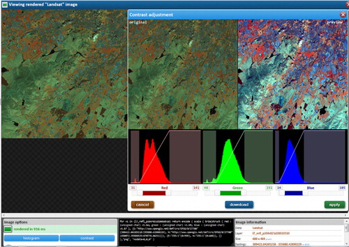 Figure 5. EarthServer Geology Service: Contrast adjustment of selected image.