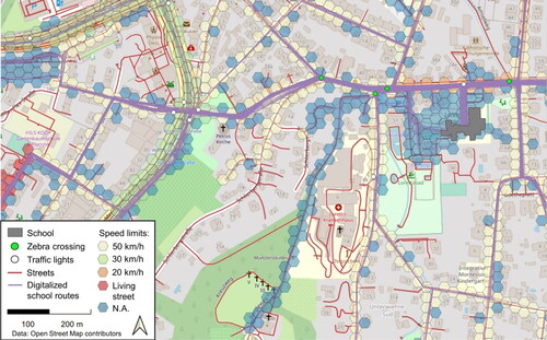 Figure 2. Illustration of the digitalized school routes.