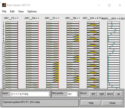 Figure 17. ANFIS Rule viewer.