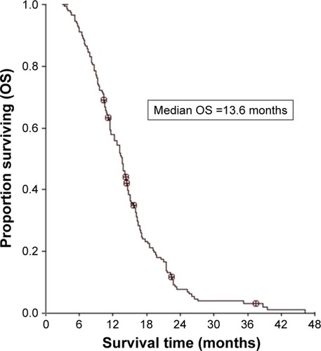 Figure 2 OS of patients treated with EGFR-TKIs.