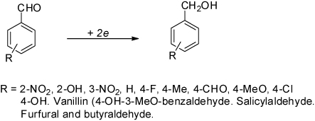 Scheme 2. Other aldehydes reduced by electrolysis.