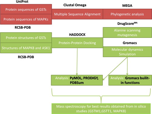 Figure 1. Study’s schematic workflow. Tool and database explanations and abbreviations are given in the main text.