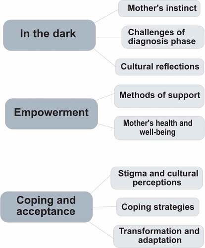 Figure 1. Themes and sub-themes of mothers’ experiences.