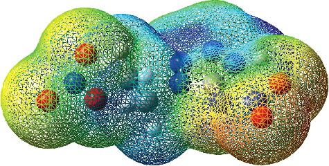 Figure 1. The electron density isosurface for compound 1 with the B3LYP functional. The illustration was produced with the GaussView 4.1 software [Citation29].