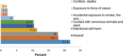 Figure 2. Proportion of variety of external causes of death in Ethiopian Universities Research Center HDSS sites between 2009 and 2013, Ethiopia.