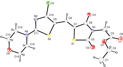 Figure 1.  The molecular structure and atomic labeling scheme of compound 2.