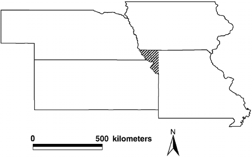 Figure 1  Platte purchase region of Northwest Missouri, 1837. Source: H. Jason Combs.