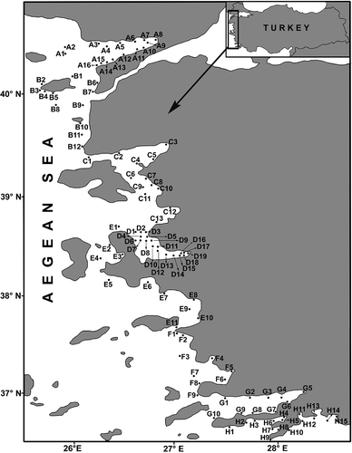 Figure 1. Map of the investigated area, with the location of sampling stations.