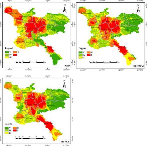 Figure 4. Three mining subsidence susceptibility mapping.