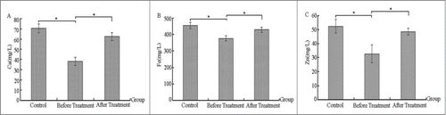 Figure 1. Comparing the levels of trace elements before and after treatment in the severe bronchiolitis group and control group (mg/L).
