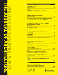 Cover image for The Journal of Architecture, Volume 28, Issue 6, 2023