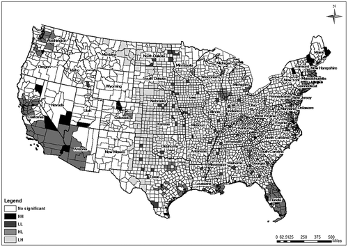 Figure 6. BiLisa Cluster map between the level of ruralization and spatial lag of the number of hotels