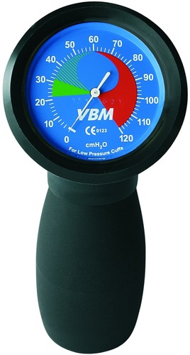 Figure 1 Manual pressure gage (VBM Medizintechnik GmbH, Sulz am Neckar, Germany).