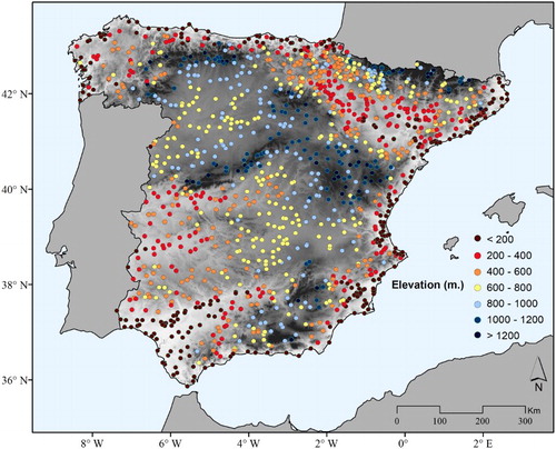 Figure 3. Network of meteorological stations by altitudinal intervals.