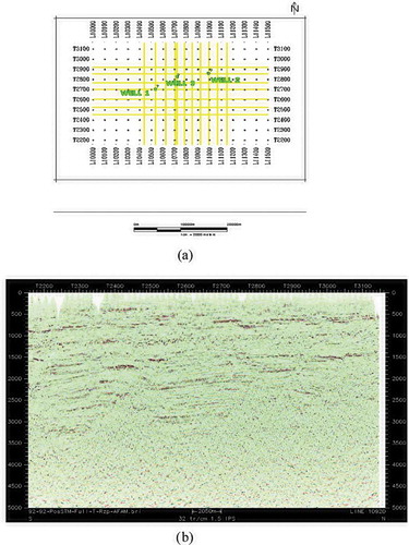 Figure 2. (2a) Seismic Base Map of Banghan Field (2b) Seismic section along with in-line 10920.