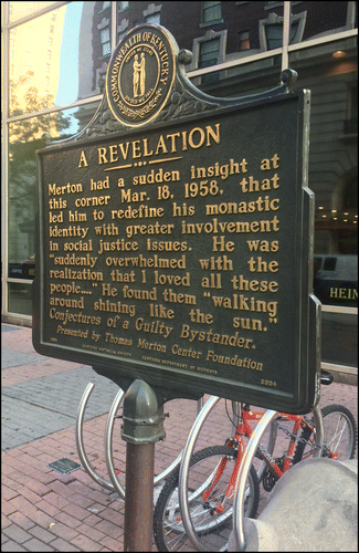 Figure 2. Monument dedicated to Thomas Merton in downtown Louisville, KY (photograph by the author, July 2017).