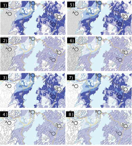 Figure 3. Map alternatives for the marine clay theme.