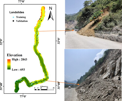 Figure 3. Landslide inventory and locations along NH-21.