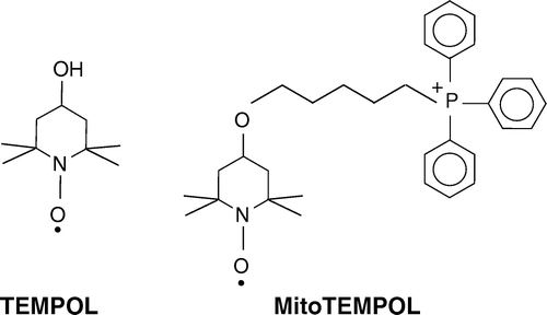 Figure 1.  Structures of TEMPOL and MitoTEMPOL.