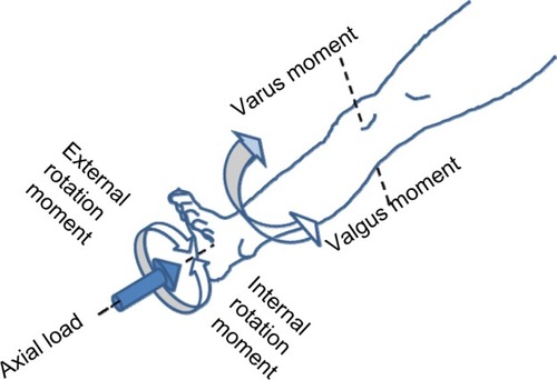 Figure 4 Schematic depiction of load and moments applied to each leg specimen.