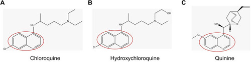 Figure 1 Structure of Chloroquine, Hydroxychloroquine, Quinine.