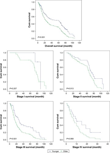 Figure 2 Comparison of overall survival between younger and older gastric cancer patients.