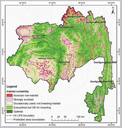 Figure 6. Map showing the combined habitat suitability.
