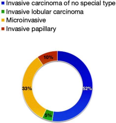 Figure 2 Histological subtypes in upstaged cases (final pathology confirming invasive or microinvasive patterns).