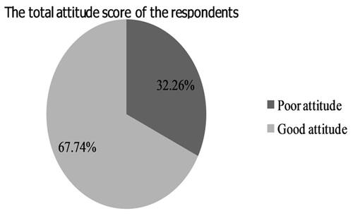 Figure 2 Overall attitude score toward PEP against HIV among health professionals in health centers in the Harari region, Eastern Ethiopia, March–April 2019.