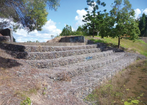 Figure 1. Gabion stepped spillway, Robina, gold coast, Australia (Wüthrich & Chanson, Citation2014).