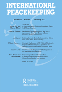 Cover image for International Peacekeeping, Volume 30, Issue 1, 2023