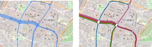 Figure 20. Left: Unstyled vector tiles layered above OpenStreetMap tiles. Right: Styled vector tiles.