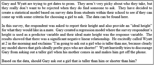 Fig. 1 Weird Statistics: Regressing a Prom Date.