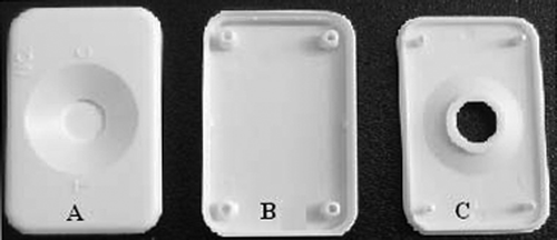 Figure 2.  The configuration of DIGFA device. A: whole device; B: support box; C: cover.