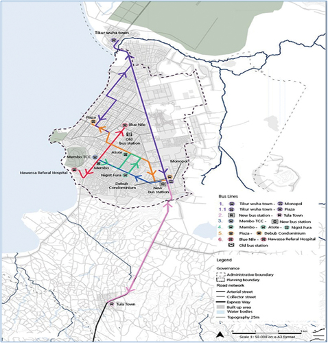 Figure 2. Public transport network of Hawassa city.