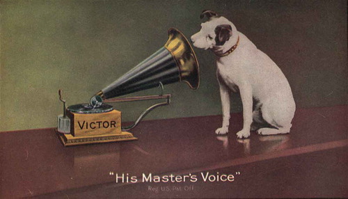 Figure 2 Phonograph trademark for the Victor Talking Machine Company. Public domain.