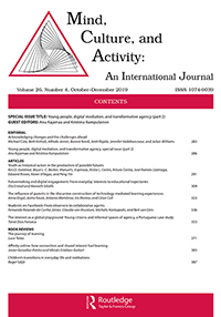 Cover image for Mind, Culture, and Activity, Volume 26, Issue 4, 2019