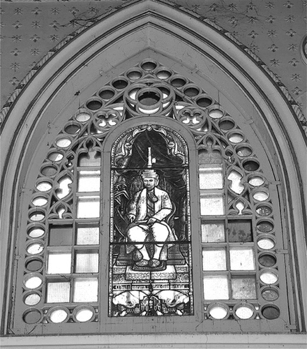 Figure 8. Stained-glass portrait of king rama v inside the ordination hall at wat niwet thammaprawat.