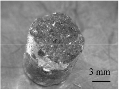 Figure 8. Picture of the Cd ingot obtained after galvanostatic electrolysis at −20 mA (−31 mAcm−2).