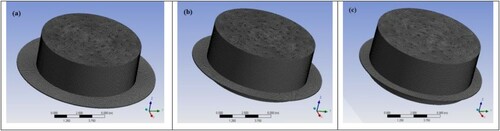 Figure 27. CALM buoy of skirt diameter (a) Ds1=13.90m (b) Ds2=12.90m and (c) Ds3=11.90m. (This figure is available in colour online.)