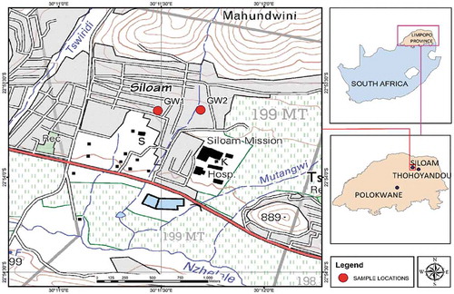 Figure 1. Sampling map showing groundwater sampling points in Siloam Village.