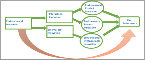 Figure 1. A conceptual framework depicting the relationship between environmental innovation and firm performance.Source: By author.