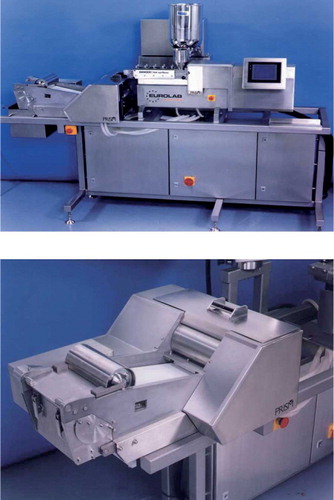 FIGURE 8. Illustration of a hot-melt extrusion film assembly (top) with chill roller flake unit (bottom). (Courtesy of Thermo Electron Corporation, MA).