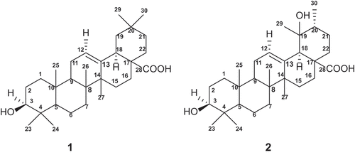 Figure 1. Chemical structures of compound 1–2.