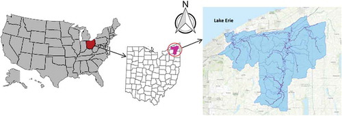 Figure 1. Study area of the Grand River, Ohio, USA (Grand River watershed).