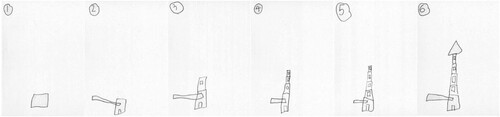 Figure 16. Child O’s worksheet for planning how to use different shapes to create a sturdy house.