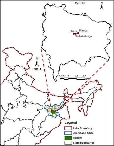 Figure 1. Location of the study plots in eastern plateau and hill region of India (Ranchi, India).