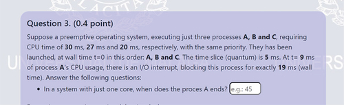 Figure 4. Exam question statement example, with the random parameters in bold.