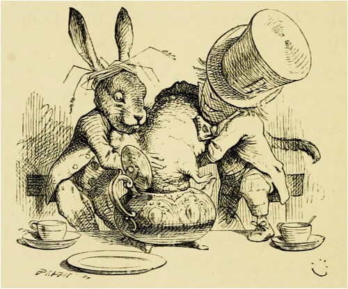 Figure 2. Trying to put the Dormouse into the teapot (Carroll Citation1866, 110).